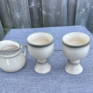 Set of 2 Goblets & Creamer by Laurentian Laurentienne Pottery Made in Canada VTG